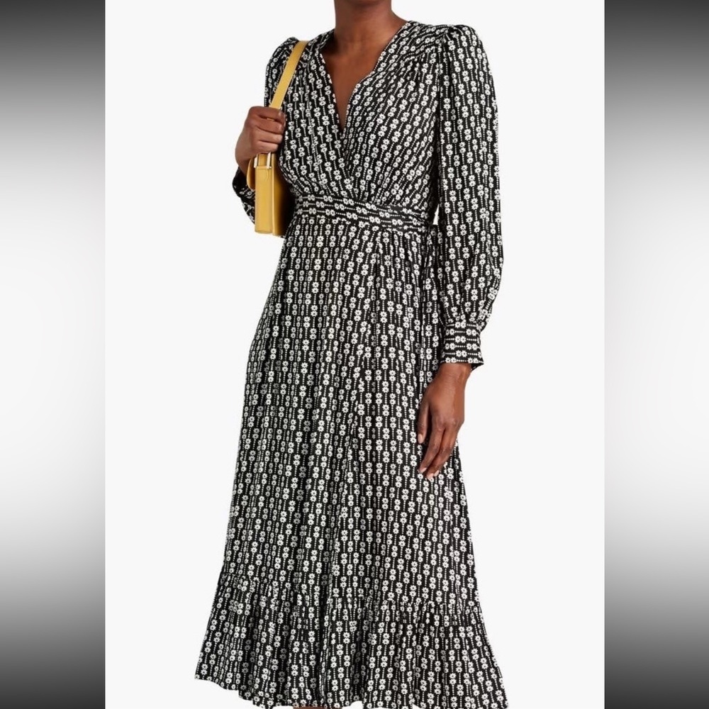 Sandro Sirene belted floral-print twill midi wrap dress